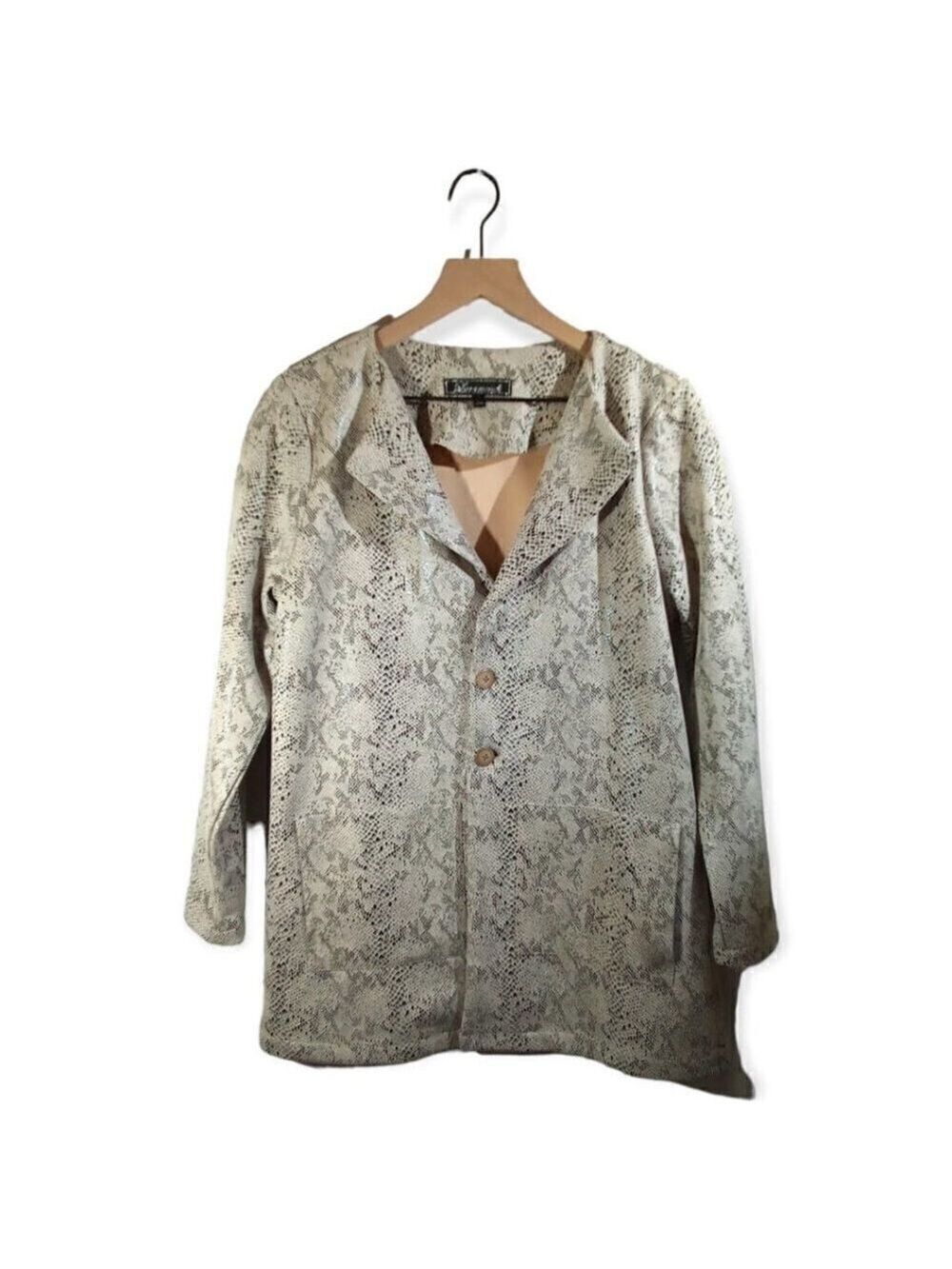 LORAMENDI Faux Snakeskin Long Duster Jacket Size Small